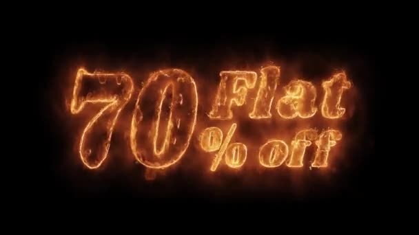 Flat 70 Percent Off Word Hot Animated Burning Realistic Fire Flame Loop. — Stock Video