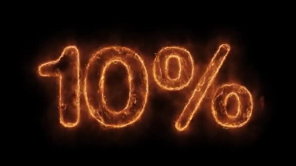 10% 关闭字 热 动画 燃烧 逼真的火焰 火焰 循环. — 图库视频影像