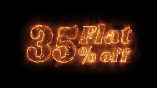 Flat 30 Percent Off Word Hot Animated Burning Realistic Fire Flame Loop. — Stock Video