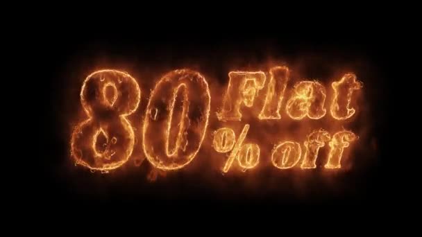 Plochý 80% v aplikaci Word aktivní animace pro reálný oheň Plamenový plamen. — Stock video