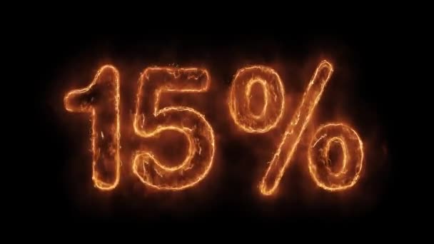 15 procent z aplikace Word Hot-animovaná pálení realistická ohnivý plamen. — Stock video