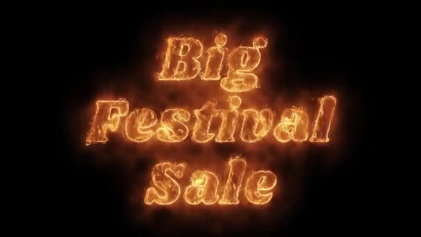 Big Festival Sale Word Hot Animated Burning Realistic Fire Flame Loop. — Stock Video