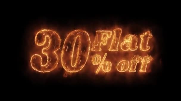 Plano 30 por ciento fuera de la palabra caliente animada quema realista fuego llama Loop . — Vídeos de Stock