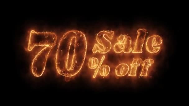 Prodej 70 procent z aplikace Word horké animované vypalování realistický požární smyčka. — Stock video