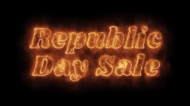 Republic Day Sale Word Hot Animated Burning Realistic Fire Flame Loop. — Stock Video