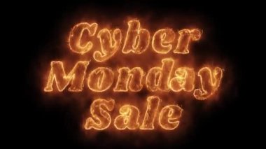 Siber Pazartesi Satılık Kelime Sıcak Animasyonlu Yanan Gerçekçi Yangın Alev Loop.