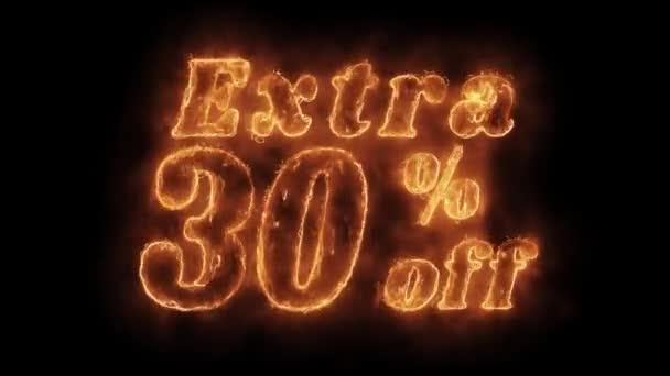 Extra 30 por cento fora da palavra quente animado queima realista fogo chama loop . — Vídeo de Stock