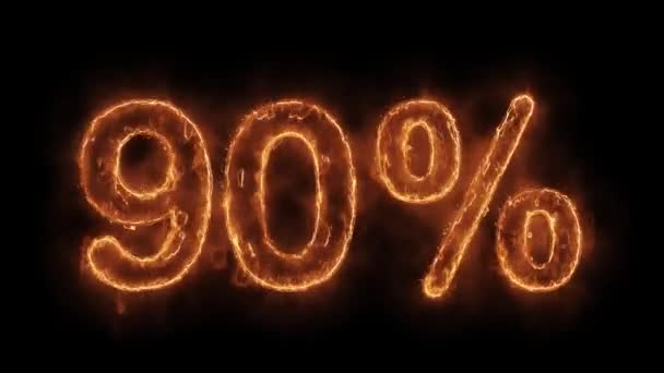 90% 关闭字 热 动画 燃烧 逼真的火焰 火焰 循环. — 图库视频影像