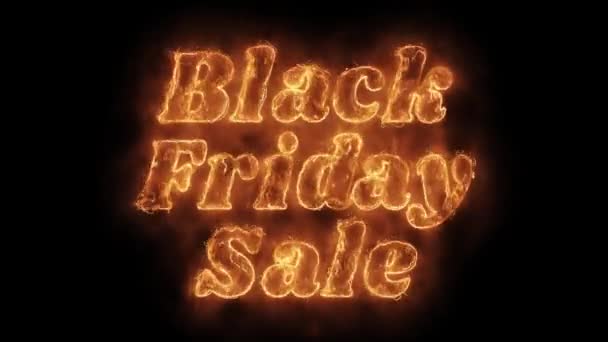 Black Friday Sale Word Hot Animated Burning Realistic Fire Flame Loop. — Stock Video