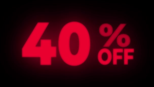 40 per cento off Text Flickering Display Loop promozionale . — Video Stock