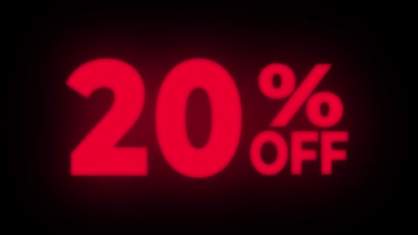 20 Percent Off Text Flickering Display Promotional Loop. — Stock Video
