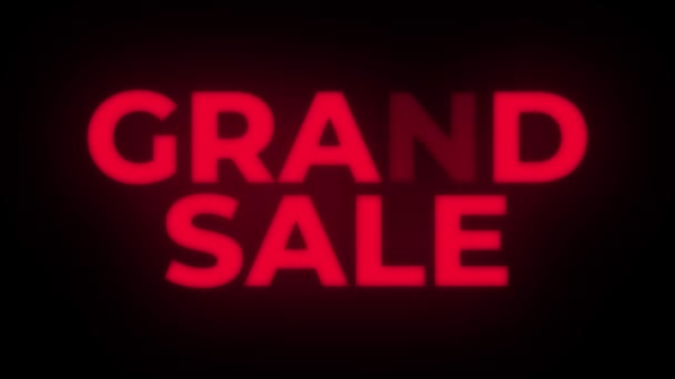 Grand Sale Text Flickering Display Promotional Loop. — Stock video