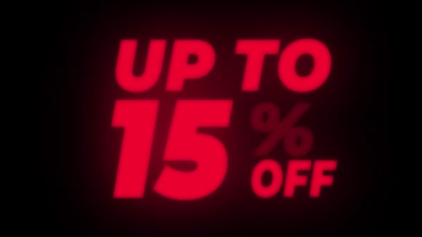 Up To 15 Percent Off Text Flickering Display Promotional Loop. — Stock video