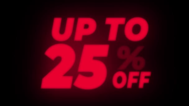 Up To 25 Percent Off Text Flickering Display Promotional Loop. — Stockvideo