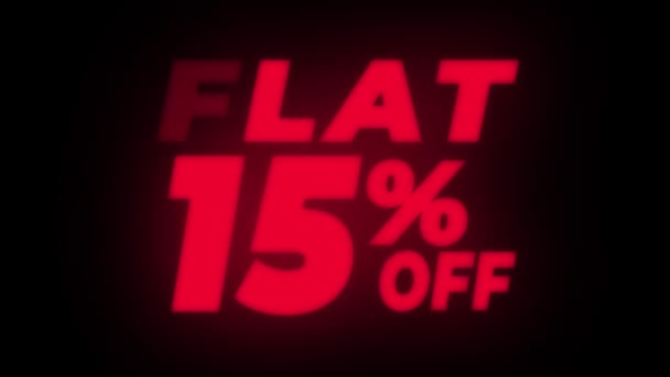 Flat 15% off Text Flickering Display Promotional Loop . — стоковое видео