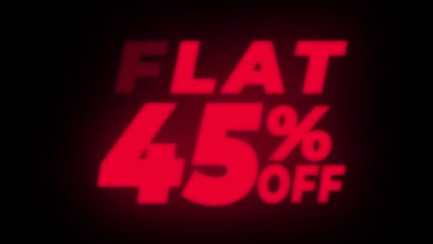 Flat 45% off Text Flickering Display Promotional Loop . — стоковое видео