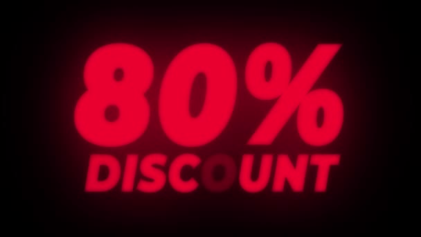 80 Percent Discount Text Flickering Display Promotional Loop. — 비디오