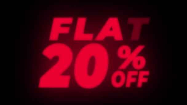 Flat 20 per cento off Text Flickering Display Loop promozionale . — Video Stock
