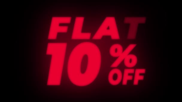 Flat 10% off Text Flickering Display Promotional Loop . — стоковое видео