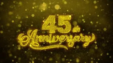 45. Mutlu Yıldönümü Altın Metin Altın Havai Fişek Ekran ile Yanıp Sönen Parçacıklar