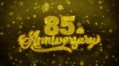 85. Mutlu Yıldönümü Altın Metin Altın Havai Fişek Ekran ile Yanıp Sönen Parçacıklar