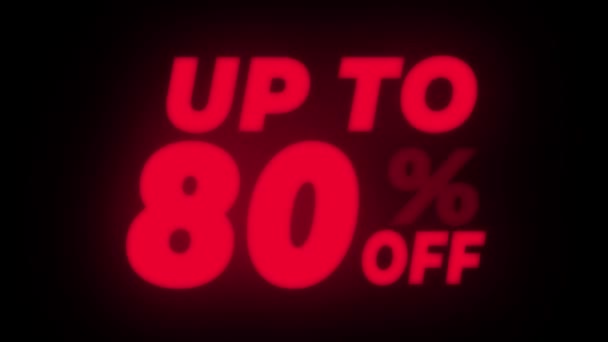 Up To 80 Percent Off Text Flickering Display Promotional Loop. — Αρχείο Βίντεο