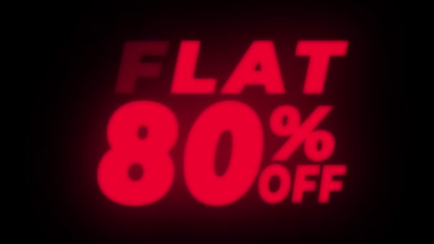 Flat 80 per cento off Text Flickering Display Loop promozionale . — Video Stock