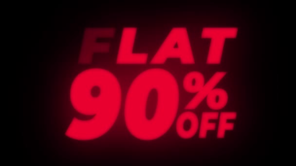 Flat 90% off Text Flickering Display Promotional Loop . — стоковое видео