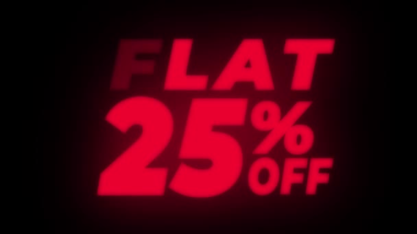 Flat 25% off Text Flickering Display Promotional Loop . — стоковое видео