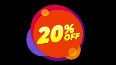Yüzde 20 Kapalı Metin Düz Sticker Renkli Popup Animasyon.