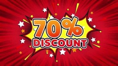 Yüzde 70 İndirim Metin Pop Art Style Comic Expression.