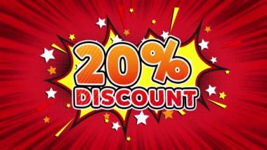 20 Percent Discount Text Pop Art Style Comic Expression.