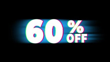 60 Percent Off Text Vintage Glitch Effect Promotion .