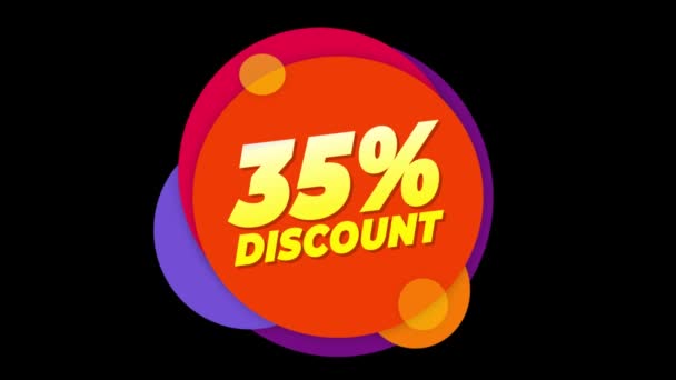 35 Percent Discount Text Flat Sticker Colorful Popup Animation. — Stock video