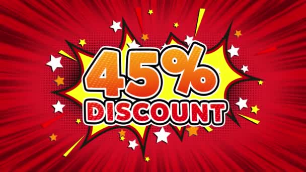 45 Percent Discount Text Pop Art Style Comic Expression. — Stock videók