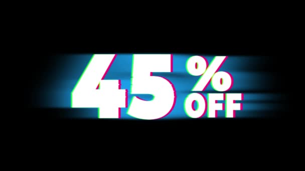 45 Percent Off Text Vintage Glitch Effect Promotion . — Stock Video
