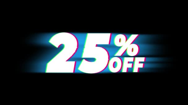 25 Percent Off Text Vintage Glitch Effect Promotion . — Stock Video