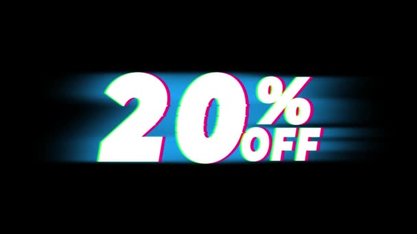 20 Prozent Rabatt auf Text vintage glitch effect promotion . — Stockvideo