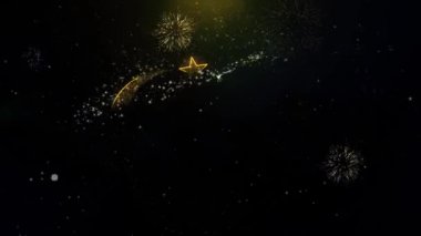 Altın Parçacıklar Havai Fişek Ekranda İslami Yeni Yıl Metin İstek.