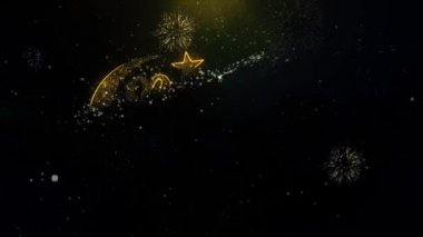 Ramazan Kareem mübarek Metin Dilek Altın Parçacıklar Havai Fişek Ekran.