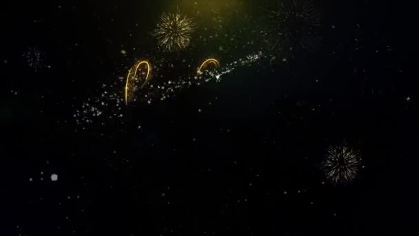 Ciao 2022 Nuovo Anno Testo Desiderio su Particelle d'Oro Fuochi d'artificio Visualizza . — Video Stock