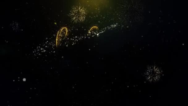 Ciao 2025 Nuovo Anno Testo Desiderio su Particelle d'Oro Fuochi d'artificio Visualizza . — Video Stock