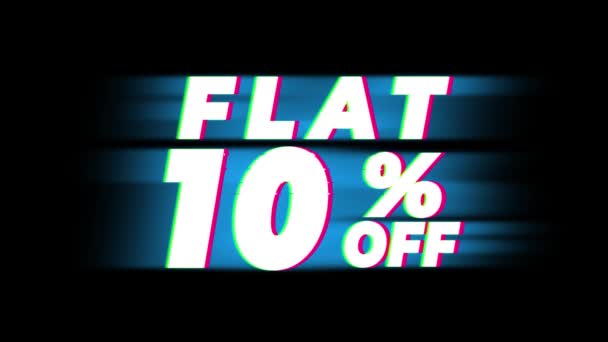 Flat 10 por cento fora do texto Vintage Glitch Efeito Promoção  . — Vídeo de Stock