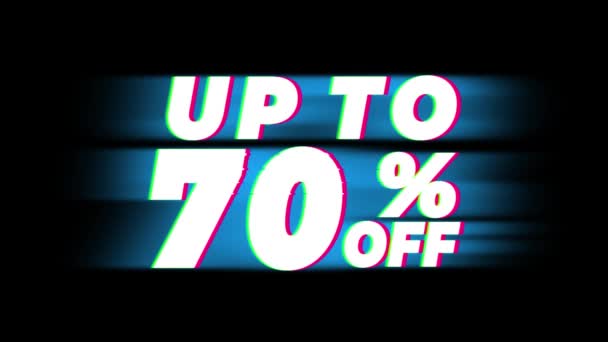 Até 70% Fora do Texto Vintage Glitch Efeito Promoção  . — Vídeo de Stock