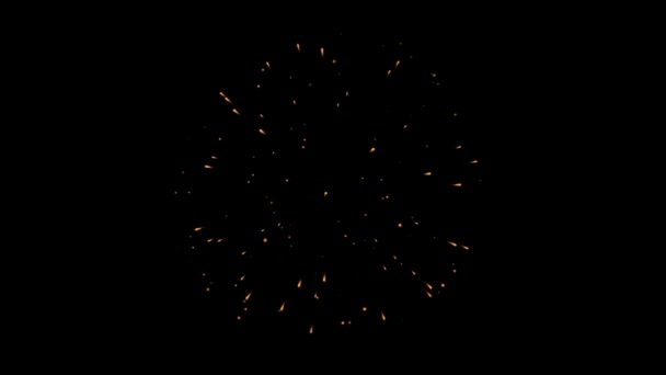 Abstract realistisch vuurwerk show explosies in de avond hemel. — Stockvideo