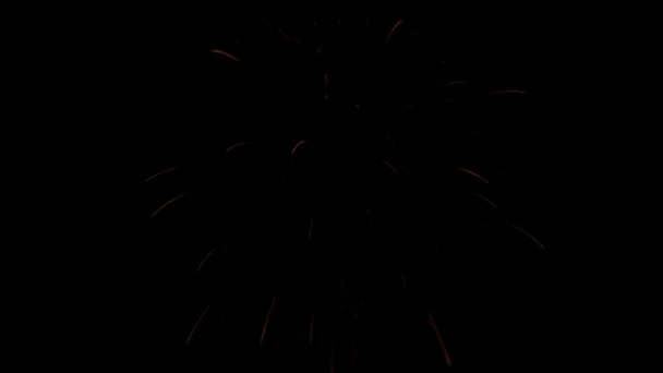 Fuegos artificiales estallido brillo Aislado oro colorido fuego nocturno, hermosa explosión — Vídeo de stock