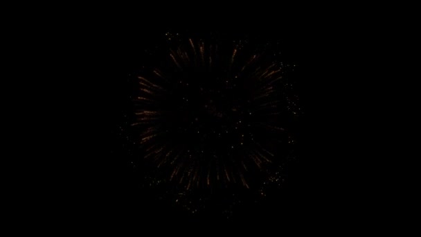 Tűzijáték kipukkanása csillogóvá izolált arany színes éjszakai tűz, gyönyörű robbanás — Stock videók