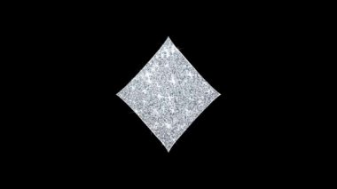 Diamond Card Suit Icon Shining Glitter Loop Yanıp Sönen Parçacıklar .
