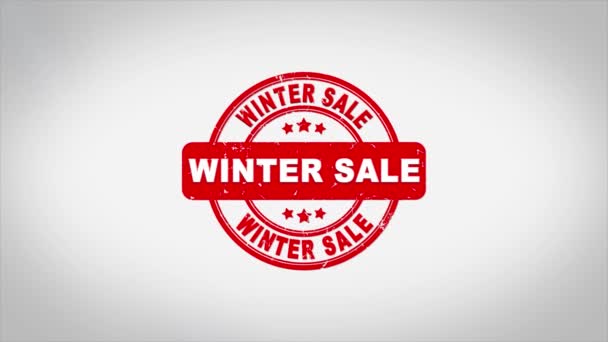 Winter Sale Getekend Stempelen Tekst Houten Stempel Animatie. — Stockvideo