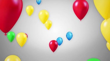 Renkli Hava Balonları Uçan 3D 4K Döngü Animasyon Arkaplanı